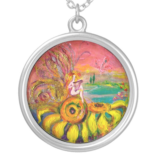 FAIRY OF THE SUNFLOWERS SILVER PLATED NECKLACE (Front)