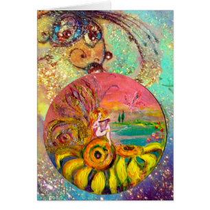 FAIRY OF THE SUNFLOWERS yellow pink blue Cards