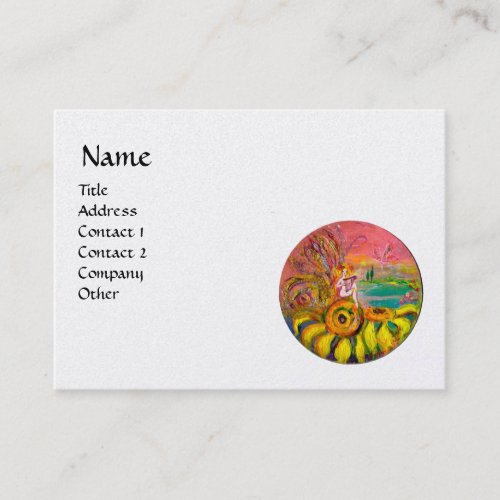 FAIRY OF THE SUNFLOWERS yellow pink white pearl Business Card