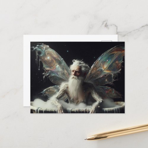 Fairy Old Man Takes a Bubble Bath Postcard