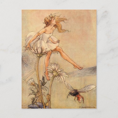 Fairy on a Daisy Postcard