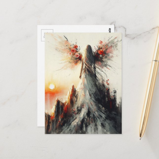 Fairy on a Mountain at Sunset Postcard (Front/Back In Situ)