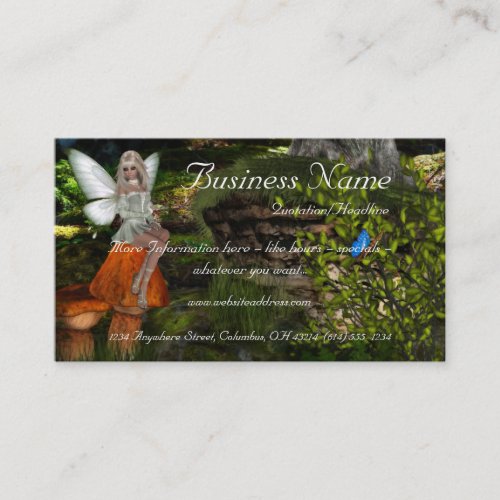 Fairy on a Mushroom Design 2 Business Cards