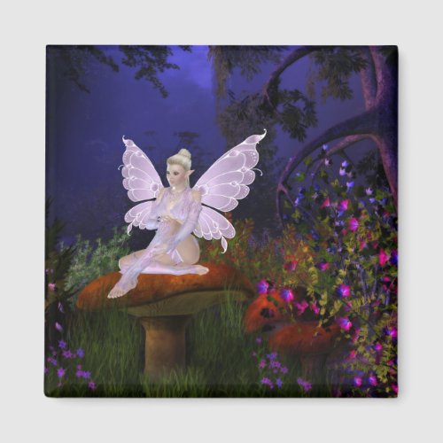 Fairy on a Mushroom Design 3 _ Fantasy Magnet