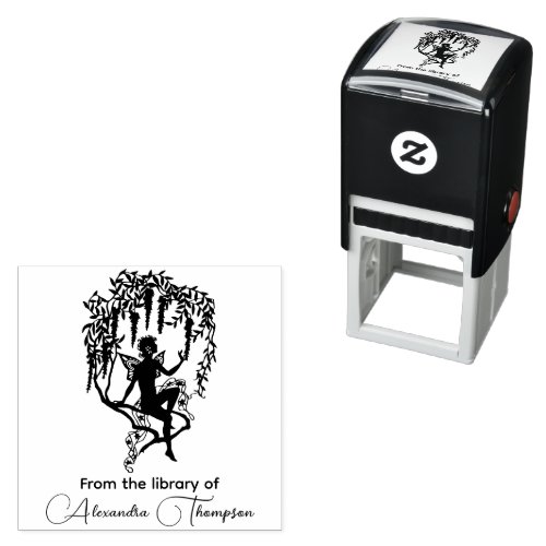 Fairy on Flowery Branch Library Book Name Self_inking Stamp