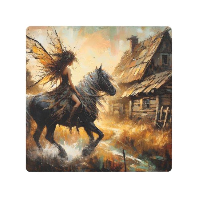 Fairy on Horseback Metal Print (Front)
