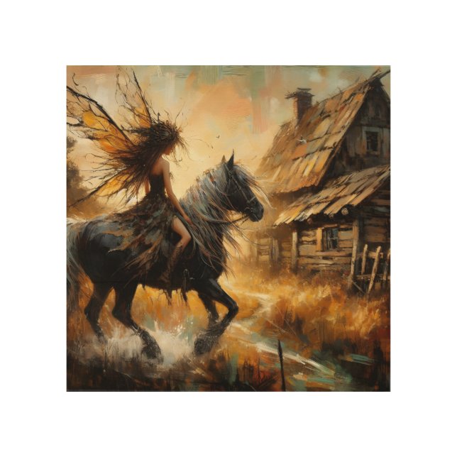 Fairy on Horseback Wood Wall Art (Front)