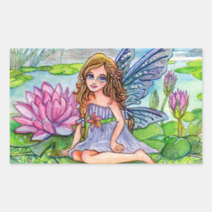 Fairy On Lily Pad Rectangular Sticker