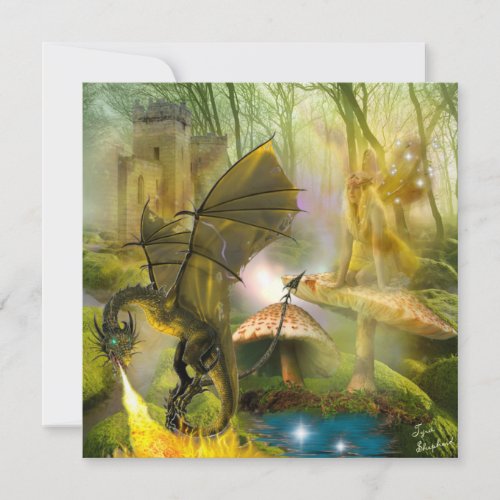 Fairy On Mushroom  Fantasy Dragon