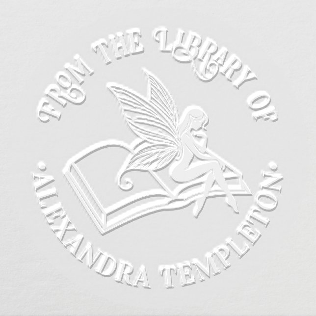 Fairy on Open Book “From the Library of” Name Embosser (Design)