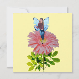 Fairy on Pink Daisy Note Card