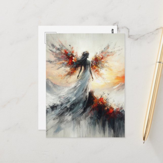 Fairy on the mountain fantasy postcard (Front/Back In Situ)