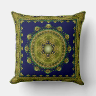 Fairy oriental fractal framed pattern throw pillow