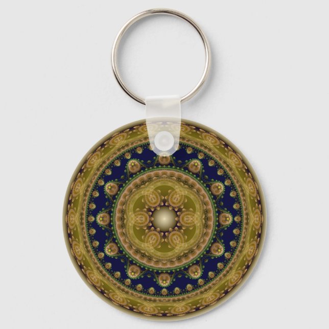 Fairy oriental round fractal pattern keychain (Front)