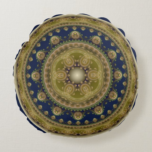 Fairy oriental round fractal pattern round pillow (Front)