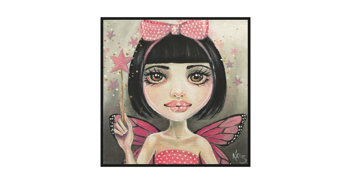 Fairy Painting Fairy In Polka Dots Pink Fairy Canvas Print Zazzle Com