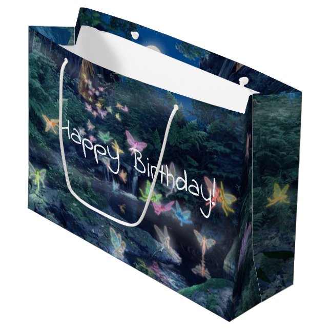fairy party birthday large gift bag (Front Angled)