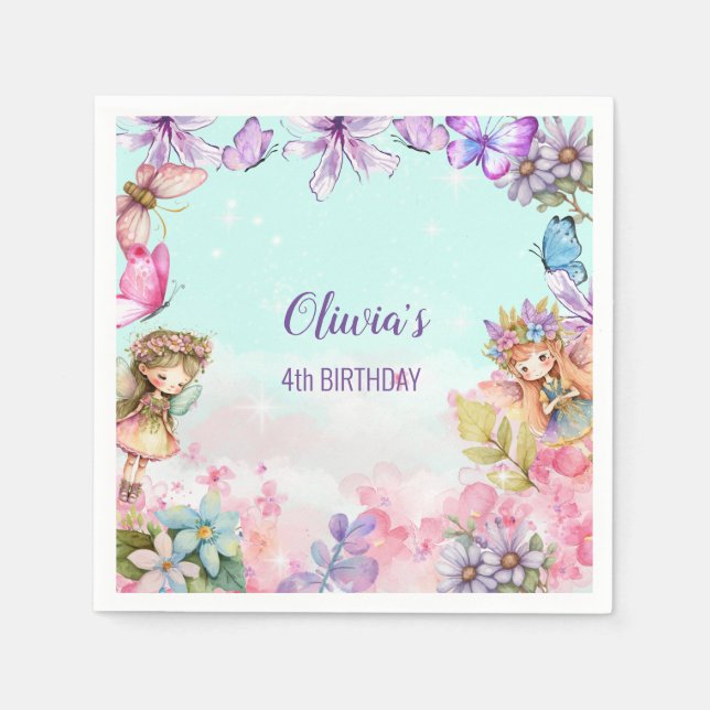 Fairy Party Garden birthday Napkins (Front)