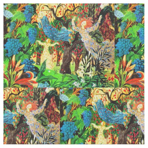 fairy people in the forest fabric