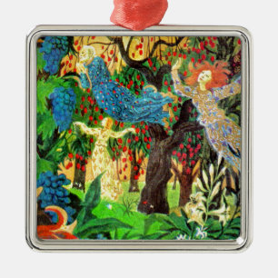 fairy people in the forest metal ornament