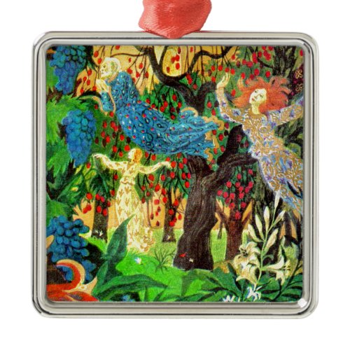 fairy people in the forest metal ornament