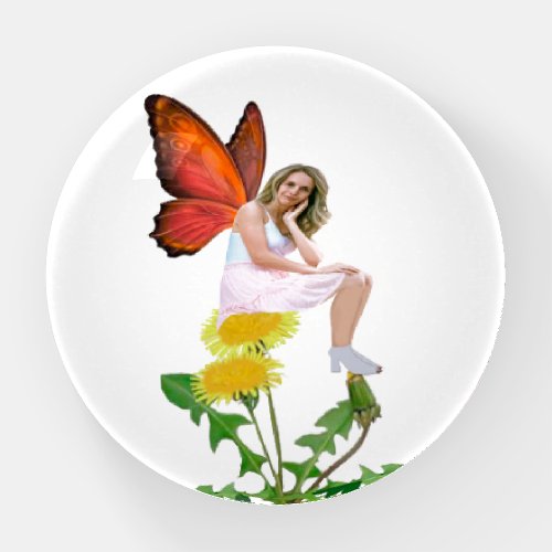 Fairy Perched on Dandelions Paperweight