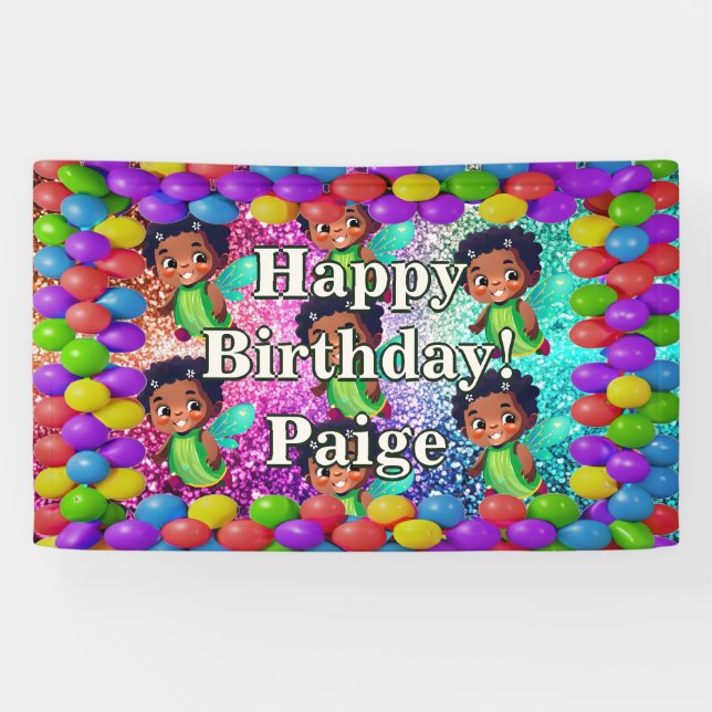 Fairy Personalized character birthday banner (Horizontal)