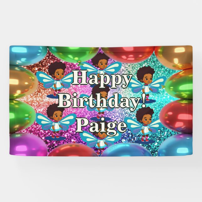 Fairy Personalized character birthday banner (Horizontal)