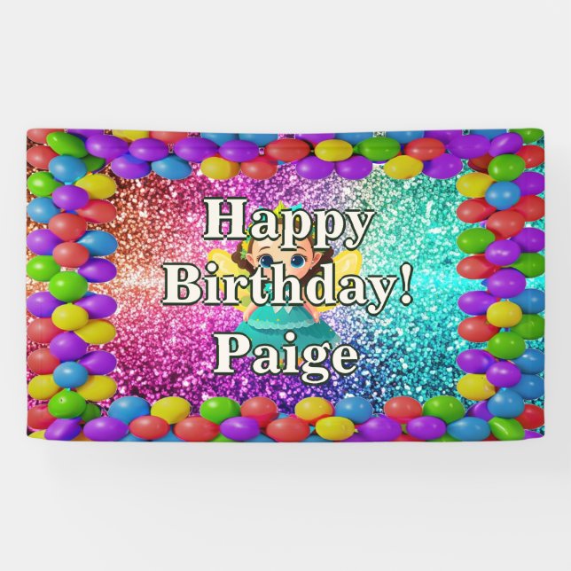 Fairy Personalized character birthday banner (Horizontal)
