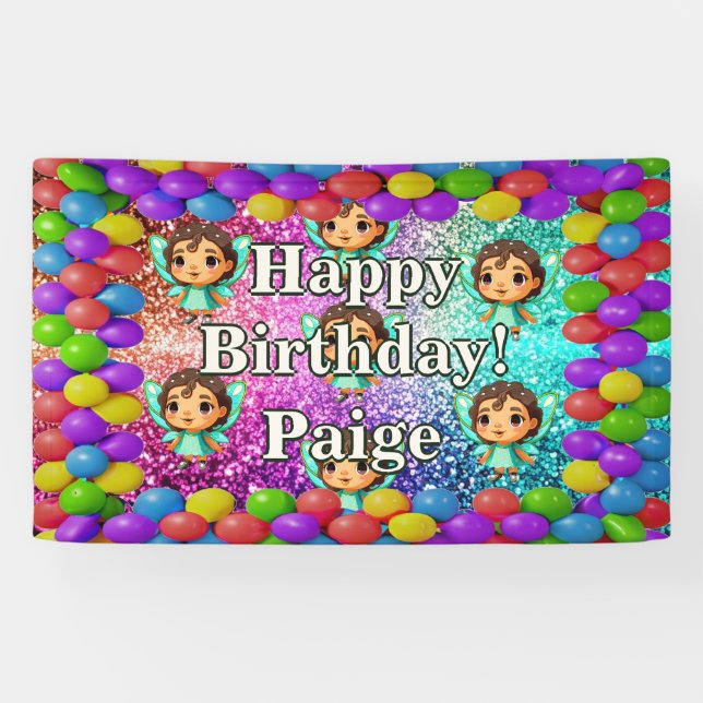 Fairy Personalized character birthday banner (Horizontal)