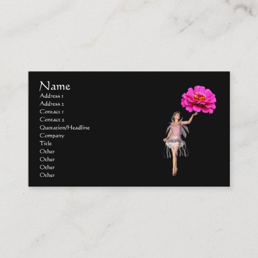 Customizable Fairy Pink Zinnia Flower Fantasy Business Card
