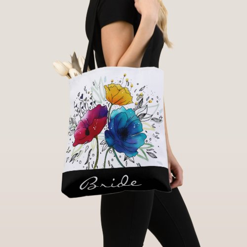 Fairy Poppies watercolor personalized tote bag
