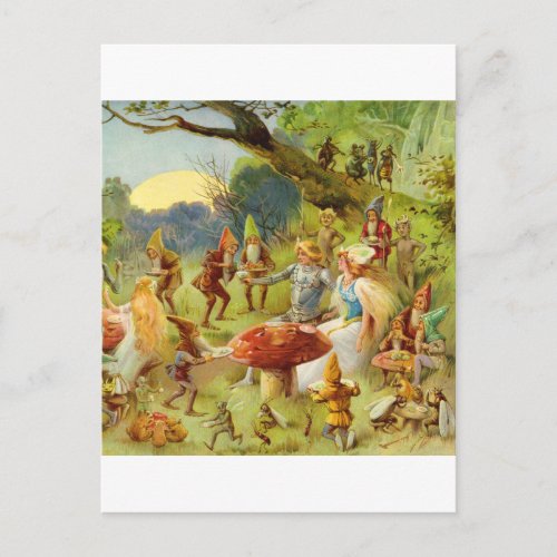 Fairy Prince and Thumbelina in the Magic Forest Postcard