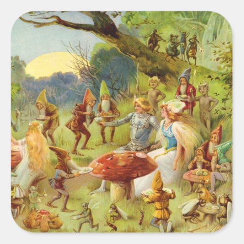 Fairy Prince and Thumbelina in the Magic Forest Square Sticker