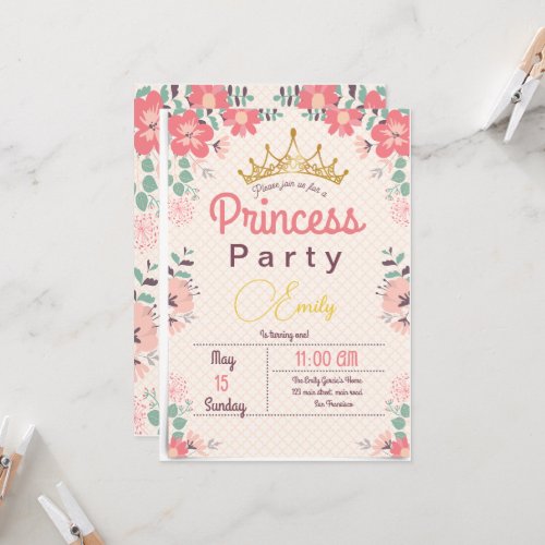 Fairy Princess 1st Birthday Floral Birthday  Invitation