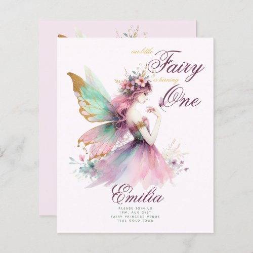 Fairy Princess 1st Birthday or EDIT AGE Teal Gold