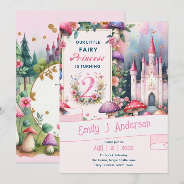 Fairy Princess 2nd Birthday Fairy Tale Fairycore Invitation (Front/Back)