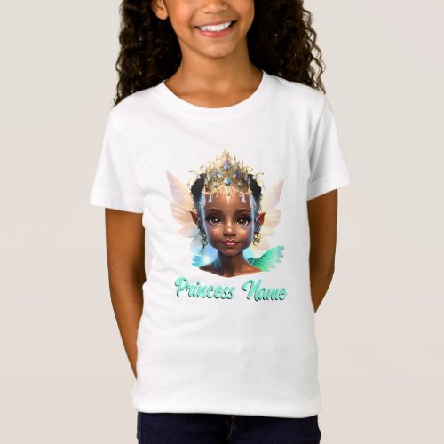 Fairy princess 3D melanin magical wings girls T_Shirt