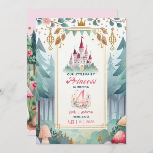 Fairy Princess 4th Birthday Fairytale Fairycore Invitation