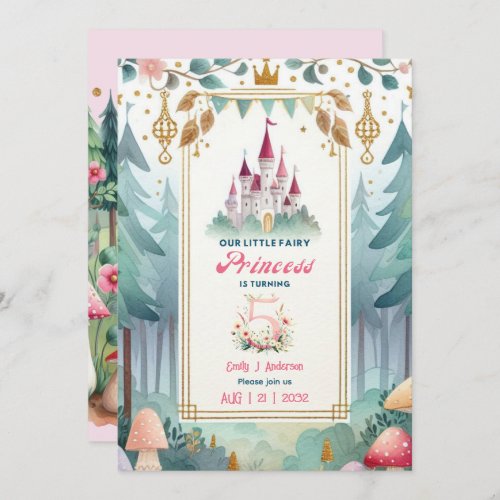 Fairy Princess 5th Birthday Fairytale Fairycore Invitation