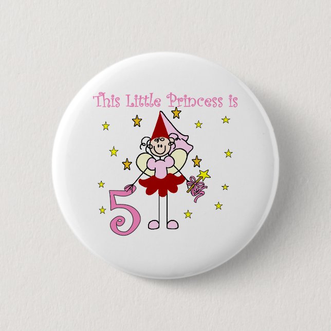 Fairy Princess 5th Birthday Pinback Button (Front)