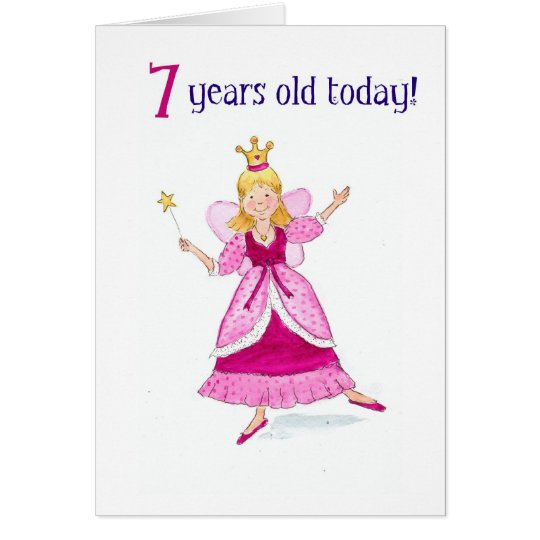 Fairy Princess 7th Birthday Card