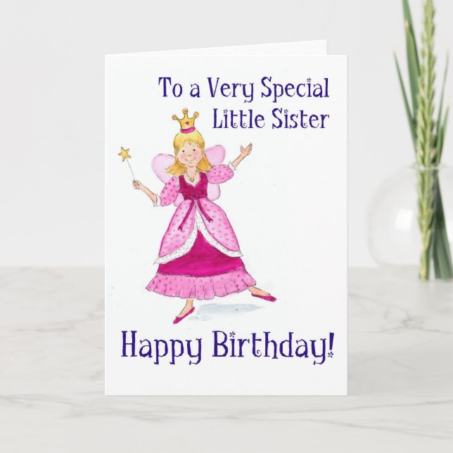 Fairy Princess Birthday Card for a Little Sister (Front)