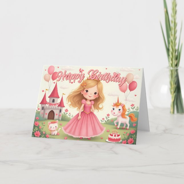 Fairy Princess Birthday in a Pink Dream Card (Front)