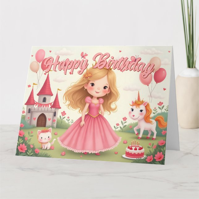 Fairy Princess Birthday in a Pink Dream Card (Front)