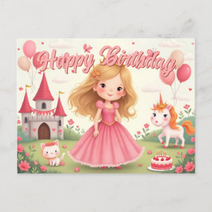 Fairy Princess Birthday in a Pink Dream Holiday Postcard