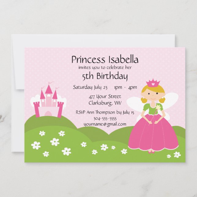 Fairy Princess Birthday Invitation (Front)
