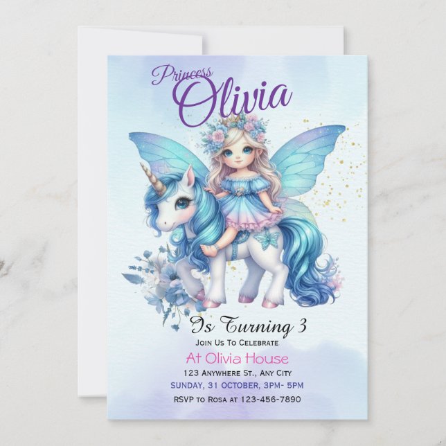 Fairy Princess Birthday Invitation (Front)