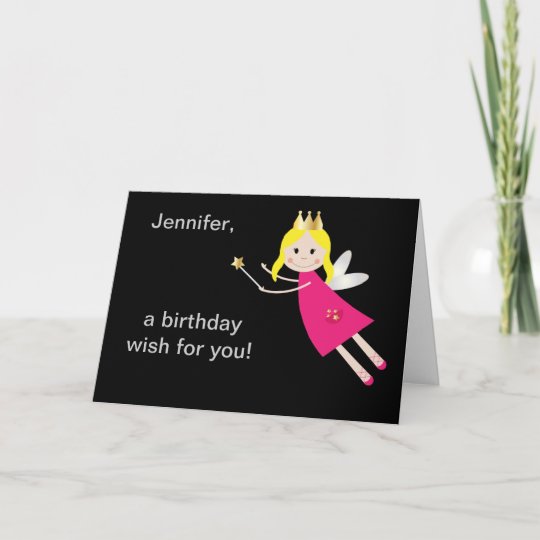 Fairy Princess Birthday Wishes Personalized Name Card Zazzle Com