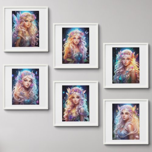 Fairy princess blonde fantasy fae girls wall  peel and stick photo tile